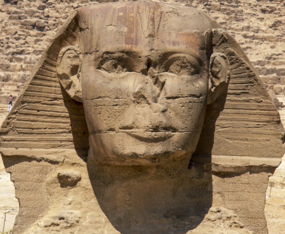 Лицо сфинкса у пирамиды Хефрена